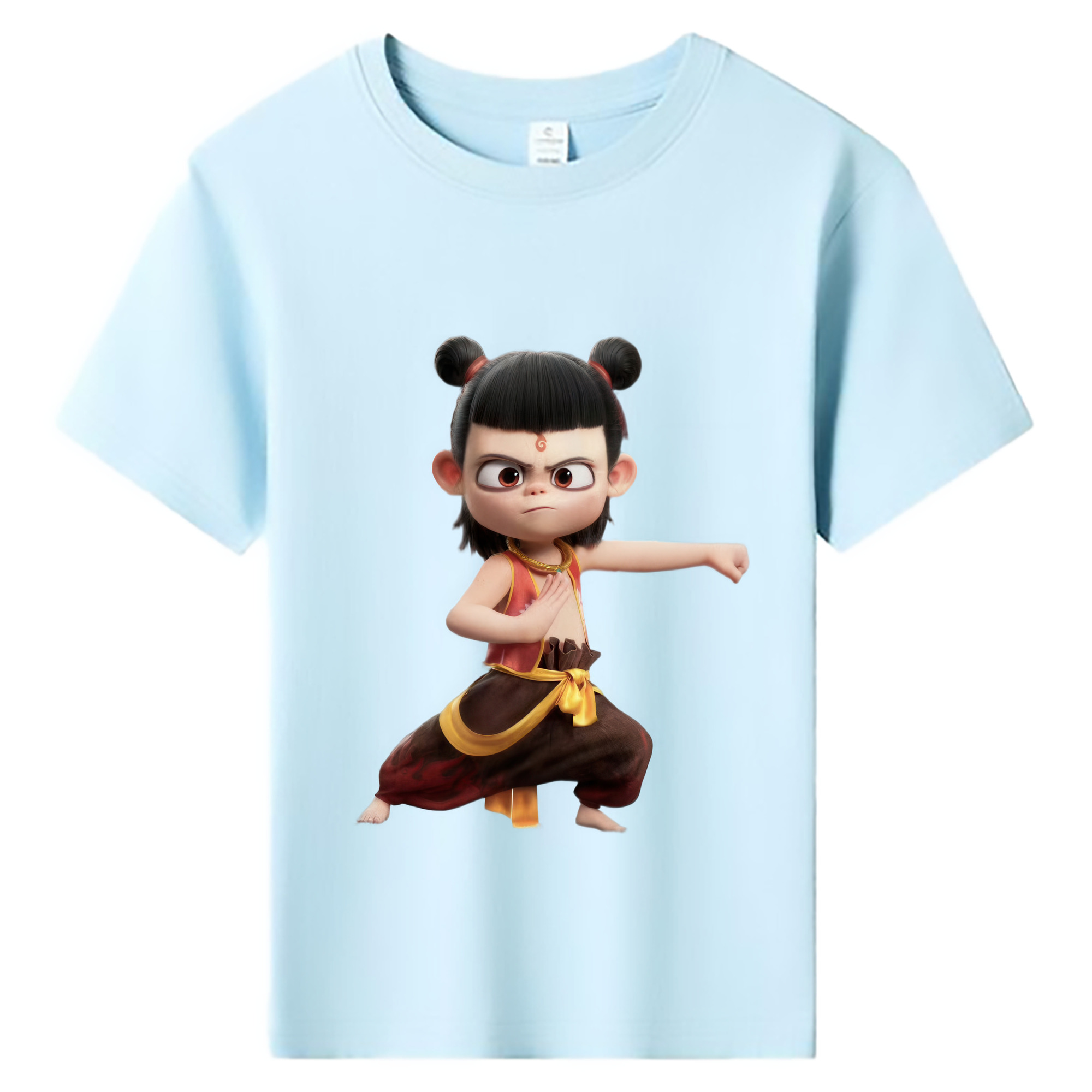 （画像用） Ne Zha 2 ナタ 魔童の大暴れ 綿100％キッズTシャツ（フロントプリント）